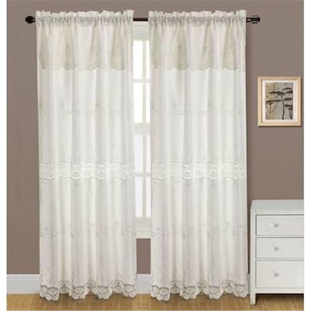 Palacedesigns Alisa Macrame 54 x 84 in. Rod Pocket Curtain Panel with Attached 18 in. Valance, Beige PA3744075